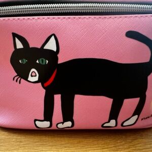 MARC TETRO NWT PINK / BLACK CAT COSMETIC BAG